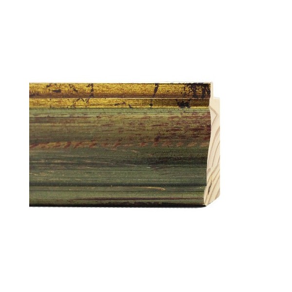 ENCADREMENT ( SANS VERRE ) "RAINBOW" VERT FILET DORE (SECTION CADRE : 64-32 (L X H mm)) Eurobaguette 1 - Colorart 