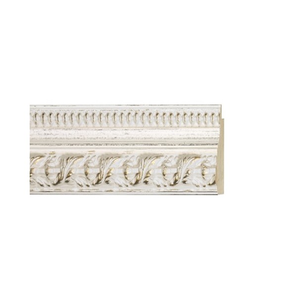 ENCADREMENT ( SANS VERRE ) BAROQUE DECAPE BLANC REFLETS DORES (SECTION CADRE : 47-32 (L X H mm)) Eurobaguette 1 - Colorart 