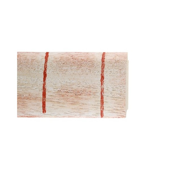 ENCADREMENT ( SANS VERRE ) BLANC AVEC LIGNES ROUGES TRANSVERSALES (SECTION CADRE : 60-33 (L X H mm)) Eurobaguette 1 - Colorart 