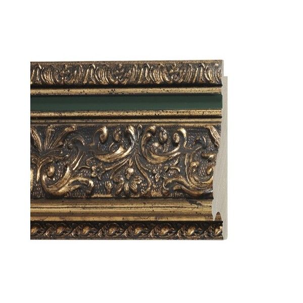 ENCADREMENT ( SANS VERRE ) BAROQUE DORE ANTIQUE AVEC LIGNE VERTE (SECTION CADRE : 111-48 (L X H mm)) Eurobaguette 1 - Colorart 