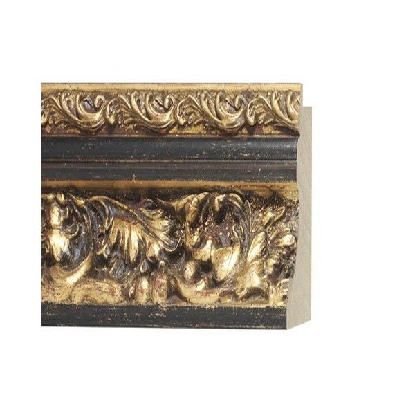 ENCADREMENT ( SANS VERRE ) BAROQUE DORE ANTIQUE NOIR PONCE (SECTION CADRE : 88-59 (L X H mm)) Eurobaguette 1 - Colorart 