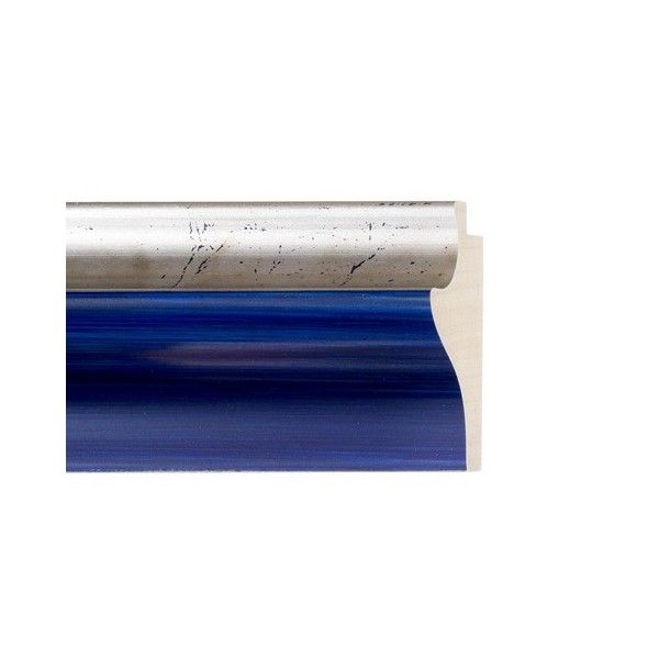 ENCADREMENT ( SANS VERRE ) PROFIL RENVERSE BLEU AVEC FILET ARGENT (SECTION CADRE : 60-30 (L X H mm)) Eurobaguette 1 - Colorart 