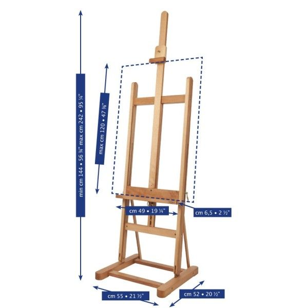 Mabef Chevalet d'atelier - hêtre huilé - inclinable - hauteur de châssis max. 120cm MABEF 1 - Colorart 