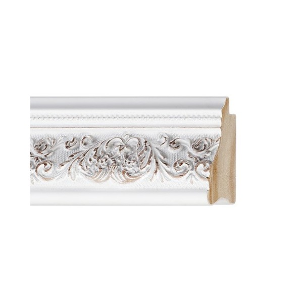 ENCADREMENT ( SANS VERRE ) "CHIC" BAGUETTE DE STYLE BLANC FROTTE (SECTION CADRE : 52-39 (L X H mm)) Eurobaguette 1 - Colorart 