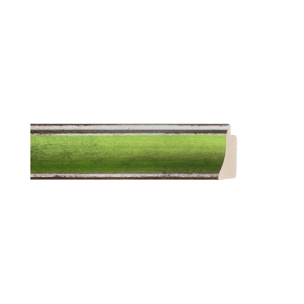 ENCADREMENT ( SANS VERRE ) "GLORIA" CREUX ARGENT/VERT CLAIR (SECTION CADRE : 27-25 (L X H mm)) Eurobaguette 1 - Colorart 