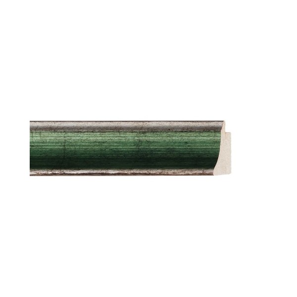 ENCADREMENT ( SANS VERRE ) "GLORIA" CREUX ARGENT/VERT (SECTION CADRE : 27-25 (L X H mm)) Eurobaguette 1 - Colorart 