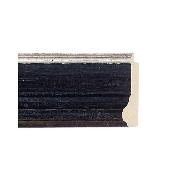 ENCADREMENT ( SANS VERRE ) CREUX NOIR ANTIQUE/ARGENT (SECTION CADRE : 59-33 (L X H mm)) Eurobaguette 1 - Colorart 