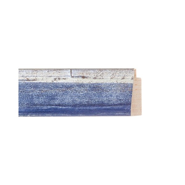 ENCADREMENT ( SANS VERRE ) "ZEPPA" BLEU/ARGENTFAIT MAIN (SECTION CADRE : 37-21 (L X H mm)) Eurobaguette 1 - Colorart 