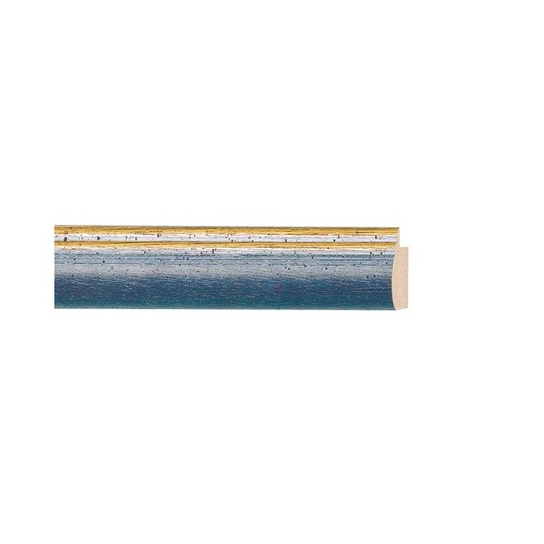 ENCADREMENT ( SANS VERRE ) BOMBE BLEU PROF/2 LIGNES DOREES (SECTION CADRE : 23-19 (L X H mm)) Eurobaguette 1 - Colorart 