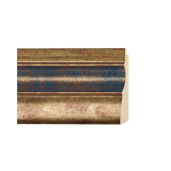 ENCADREMENT ( SANS VERRE ) CREUX DORE GORGE BLEUE (SECTION CADRE : 68-34 (L X H mm)) Eurobaguette 1 - Colorart 