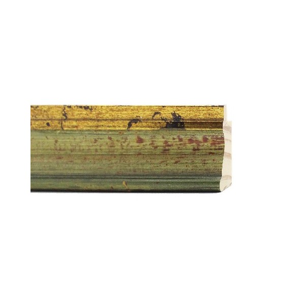 ENCADREMENT ( SANS VERRE ) "RAINBOW" VERT FILET DORE (SECTION CADRE : 44-25 (L X H mm)) Eurobaguette 1 - Colorart 